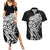 New Zealand Eel Couples Matching Summer Maxi Dress and Hawaiian Shirt Tuna Aotearoa Maori Patten - Black