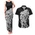 New Zealand Eel Couples Matching Tank Maxi Dress and Hawaiian Shirt Tuna Aotearoa Maori Patten - Black