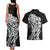 New Zealand Eel Couples Matching Tank Maxi Dress and Hawaiian Shirt Tuna Aotearoa Maori Patten - Black