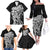 New Zealand Eel Family Matching Off The Shoulder Long Sleeve Dress and Hawaiian Shirt Tuna Aotearoa Maori Patten - Black