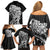 New Zealand Eel Family Matching Off Shoulder Short Dress and Hawaiian Shirt Tuna Aotearoa Maori Patten - Black