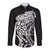 New Zealand Eel Long Sleeve Button Shirt Tuna Aotearoa Maori Patten - Black