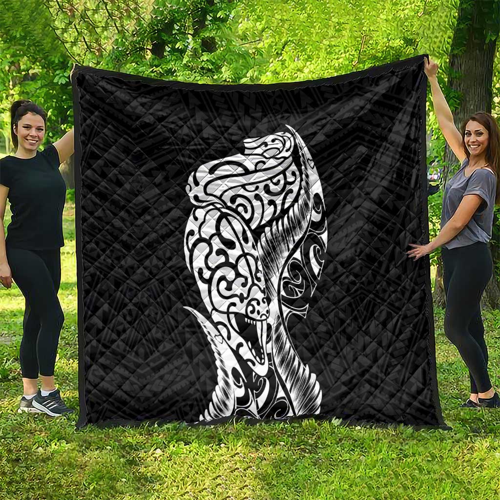 New Zealand Eel Quilt Tuna Aotearoa Maori Patten - Black LT14 - Polynesian Pride