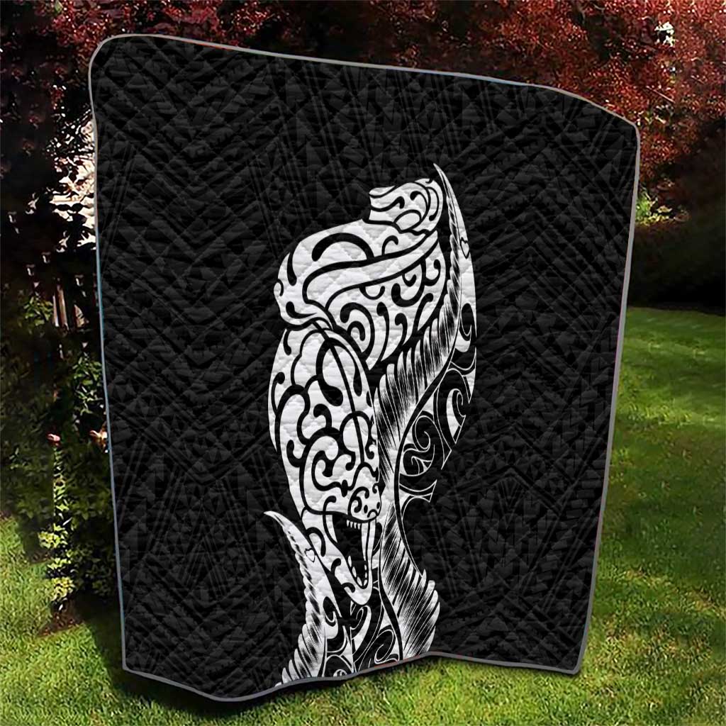 New Zealand Eel Quilt Tuna Aotearoa Maori Patten - Black LT14 - Polynesian Pride