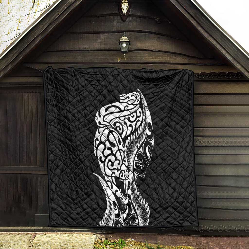 New Zealand Eel Quilt Tuna Aotearoa Maori Patten - Black LT14 - Polynesian Pride