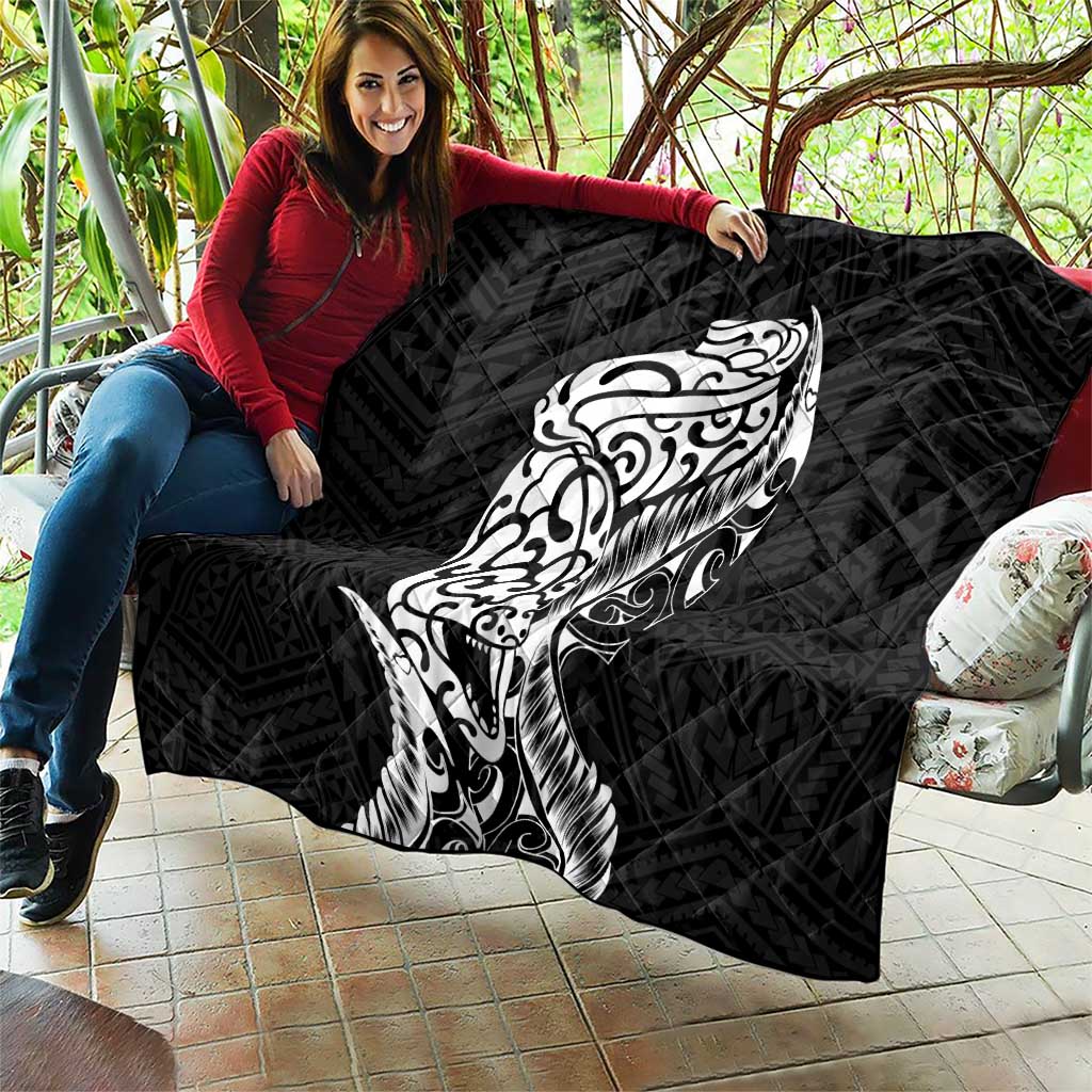 New Zealand Eel Quilt Tuna Aotearoa Maori Patten - Black LT14 - Polynesian Pride