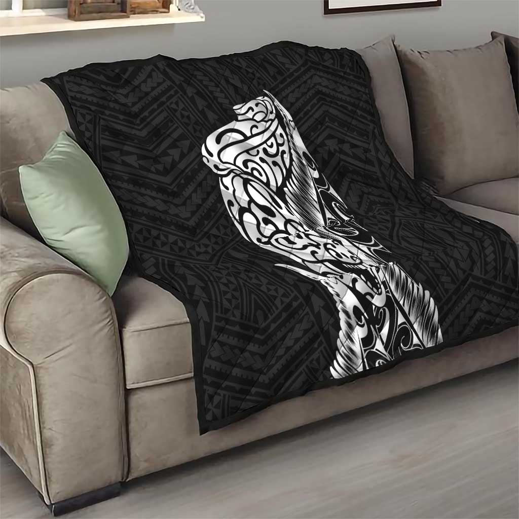 New Zealand Eel Quilt Tuna Aotearoa Maori Patten - Black LT14 - Polynesian Pride