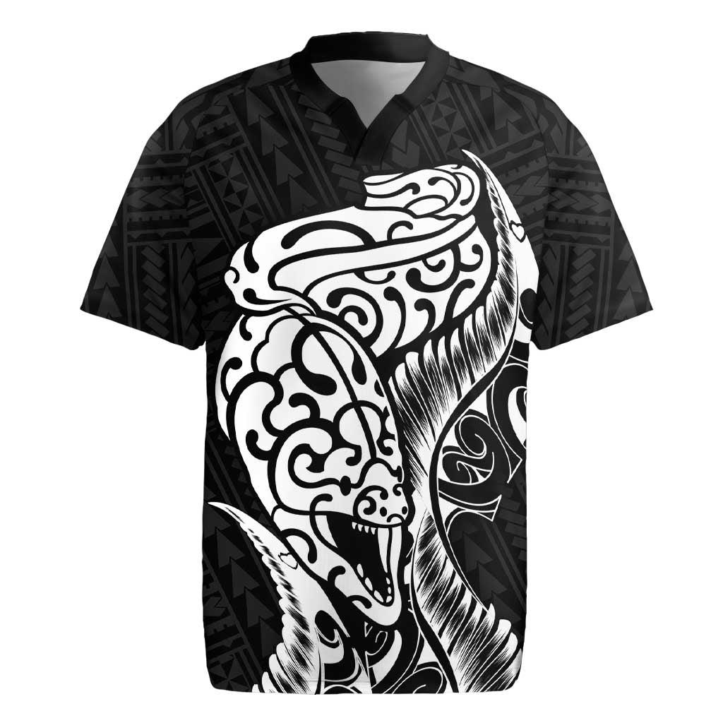 New Zealand Eel Rugby Jersey Tuna Aotearoa Maori Patten - Black LT14 Black - Polynesian Pride