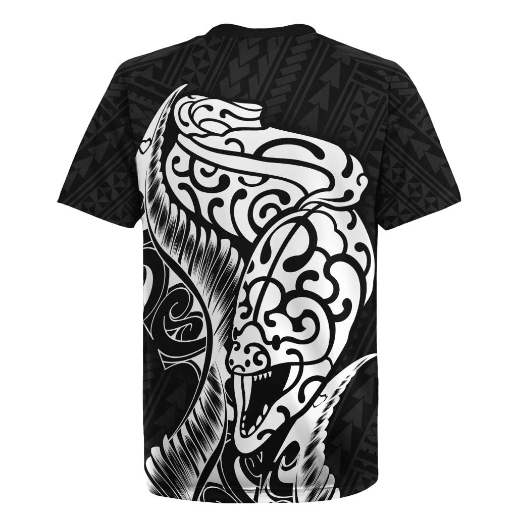 New Zealand Eel Rugby Jersey Tuna Aotearoa Maori Patten - Black LT14 - Polynesian Pride