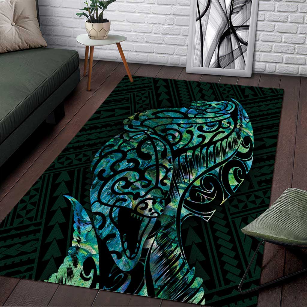 New Zealand Eel Area Rug Tuna Aotearoa Maori With Paua Shell - Turquoise