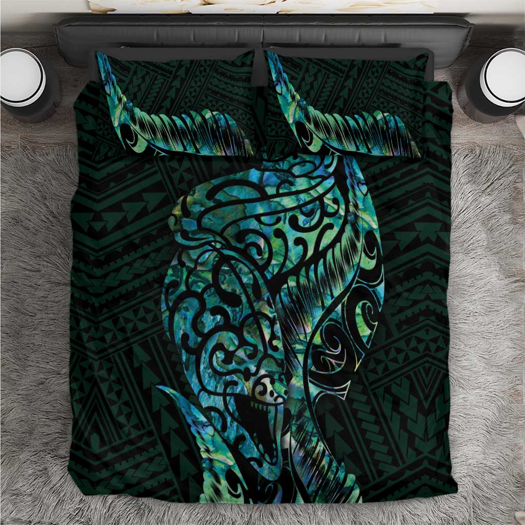 New Zealand Eel Bedding Set Tuna Aotearoa Maori With Paua Shell - Turquoise LT14 Turquoise - Polynesian Pride