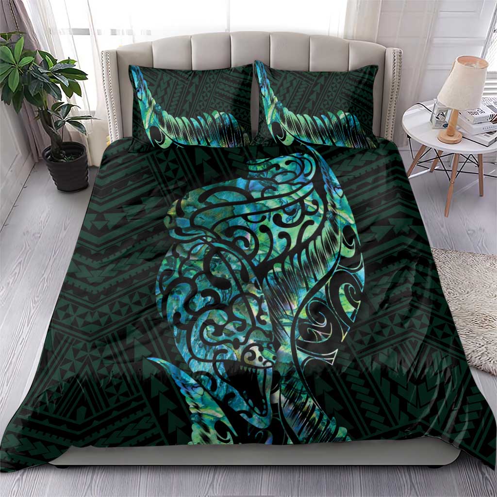 New Zealand Eel Bedding Set Tuna Aotearoa Maori With Paua Shell - Turquoise LT14 - Polynesian Pride
