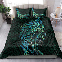 New Zealand Eel Bedding Set Tuna Aotearoa Maori With Paua Shell - Turquoise LT14 - Polynesian Pride
