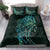 New Zealand Eel Bedding Set Tuna Aotearoa Maori With Paua Shell - Turquoise