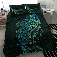 New Zealand Eel Bedding Set Tuna Aotearoa Maori With Paua Shell - Turquoise LT14 - Polynesian Pride