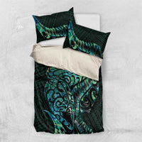 New Zealand Eel Bedding Set Tuna Aotearoa Maori With Paua Shell - Turquoise LT14 US Twin 172cm x 218cm Turquoise - Polynesian Pride