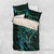 New Zealand Eel Bedding Set Tuna Aotearoa Maori With Paua Shell - Turquoise