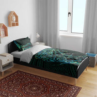 New Zealand Eel Bedding Set Tuna Aotearoa Maori With Paua Shell - Turquoise LT14 - Polynesian Pride