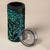 New Zealand Eel Can Cooler Tumbler Tuna Aotearoa Maori With Paua Shell - Turquoise