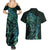 New Zealand Eel Couples Matching Summer Maxi Dress and Hawaiian Shirt Tuna Aotearoa Maori With Paua Shell - Turquoise