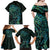 New Zealand Eel Family Matching Off Shoulder Maxi Dress and Hawaiian Shirt Tuna Aotearoa Maori With Paua Shell - Turquoise