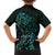 New Zealand Eel Family Matching Off Shoulder Short Dress and Hawaiian Shirt Tuna Aotearoa Maori With Paua Shell - Turquoise