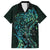 New Zealand Eel Family Matching Off Shoulder Short Dress and Hawaiian Shirt Tuna Aotearoa Maori With Paua Shell - Turquoise