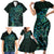 New Zealand Eel Family Matching Short Sleeve Bodycon Dress and Hawaiian Shirt Tuna Aotearoa Maori With Paua Shell - Turquoise