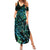 New Zealand Eel Family Matching Summer Maxi Dress and Hawaiian Shirt Tuna Aotearoa Maori With Paua Shell - Turquoise