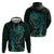 New Zealand Eel Hoodie Tuna Aotearoa Maori With Paua Shell - Turquoise