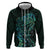 New Zealand Eel Hoodie Tuna Aotearoa Maori With Paua Shell - Turquoise