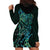 New Zealand Eel Hoodie Dress Tuna Aotearoa Maori With Paua Shell - Turquoise