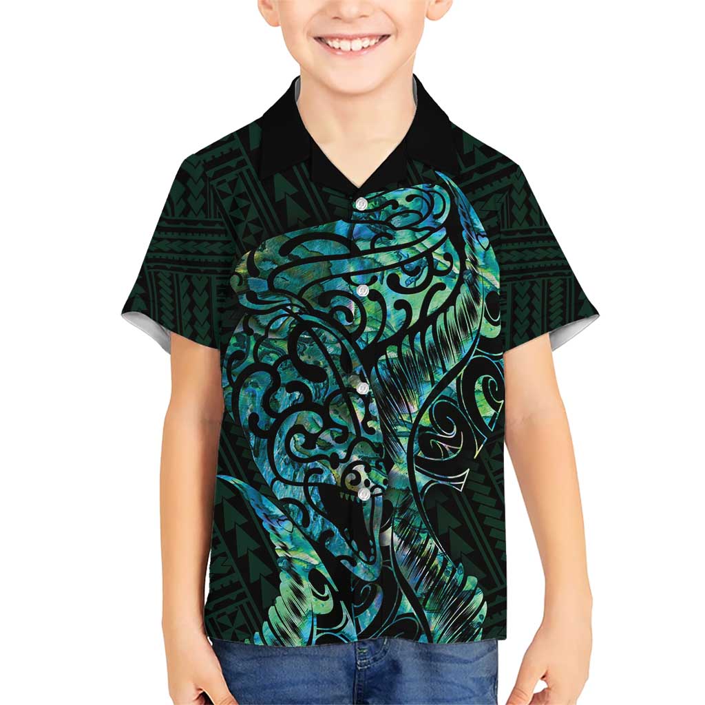 New Zealand Eel Kid Hawaiian Shirt Tuna Aotearoa Maori With Paua Shell - Turquoise LT14 Kid Turquoise - Polynesian Pride