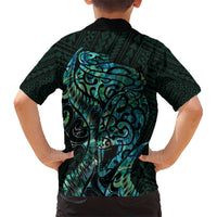 New Zealand Eel Kid Hawaiian Shirt Tuna Aotearoa Maori With Paua Shell - Turquoise LT14 - Polynesian Pride