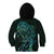 New Zealand Eel Kid Hoodie Tuna Aotearoa Maori With Paua Shell - Turquoise