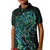 New Zealand Eel Kid Polo Shirt Tuna Aotearoa Maori With Paua Shell - Turquoise