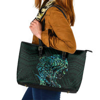 New Zealand Eel Leather Tote Bag Tuna Aotearoa Maori With Paua Shell - Turquoise LT14 Turquoise - Polynesian Pride