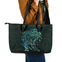 New Zealand Eel Leather Tote Bag Tuna Aotearoa Maori With Paua Shell - Turquoise LT14 - Polynesian Pride
