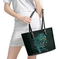 New Zealand Eel Leather Tote Bag Tuna Aotearoa Maori With Paua Shell - Turquoise LT14 - Polynesian Pride