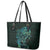 New Zealand Eel Leather Tote Bag Tuna Aotearoa Maori With Paua Shell - Turquoise