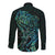 New Zealand Eel Long Sleeve Button Shirt Tuna Aotearoa Maori With Paua Shell - Turquoise