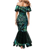 New Zealand Eel Mermaid Dress Tuna Aotearoa Maori With Paua Shell - Turquoise LT14 - Polynesian Pride