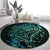 New Zealand Eel Round Carpet Tuna Aotearoa Maori With Paua Shell - Turquoise