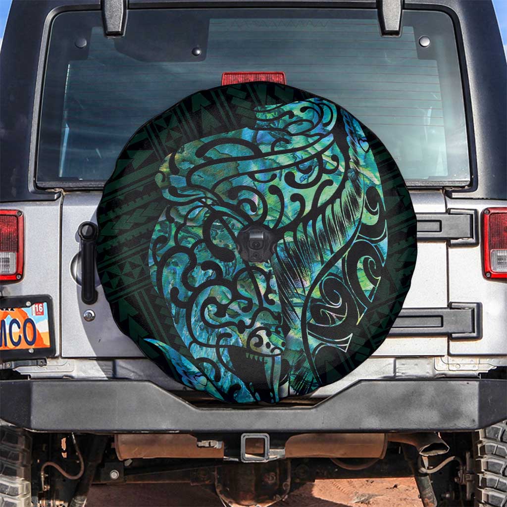 New Zealand Eel Spare Tire Cover Tuna Aotearoa Maori With Paua Shell - Turquoise