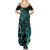 New Zealand Eel Summer Maxi Dress Tuna Aotearoa Maori With Paua Shell - Turquoise