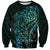 New Zealand Eel Sweatshirt Tuna Aotearoa Maori With Paua Shell - Turquoise