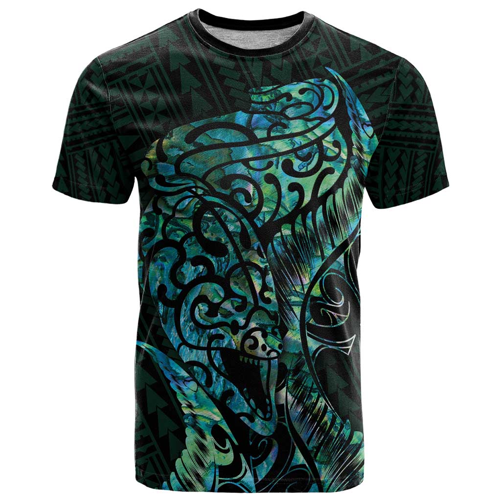 New Zealand Eel T Shirt Tuna Aotearoa Maori With Paua Shell - Turquoise LT14 Turquoise - Polynesian Pride