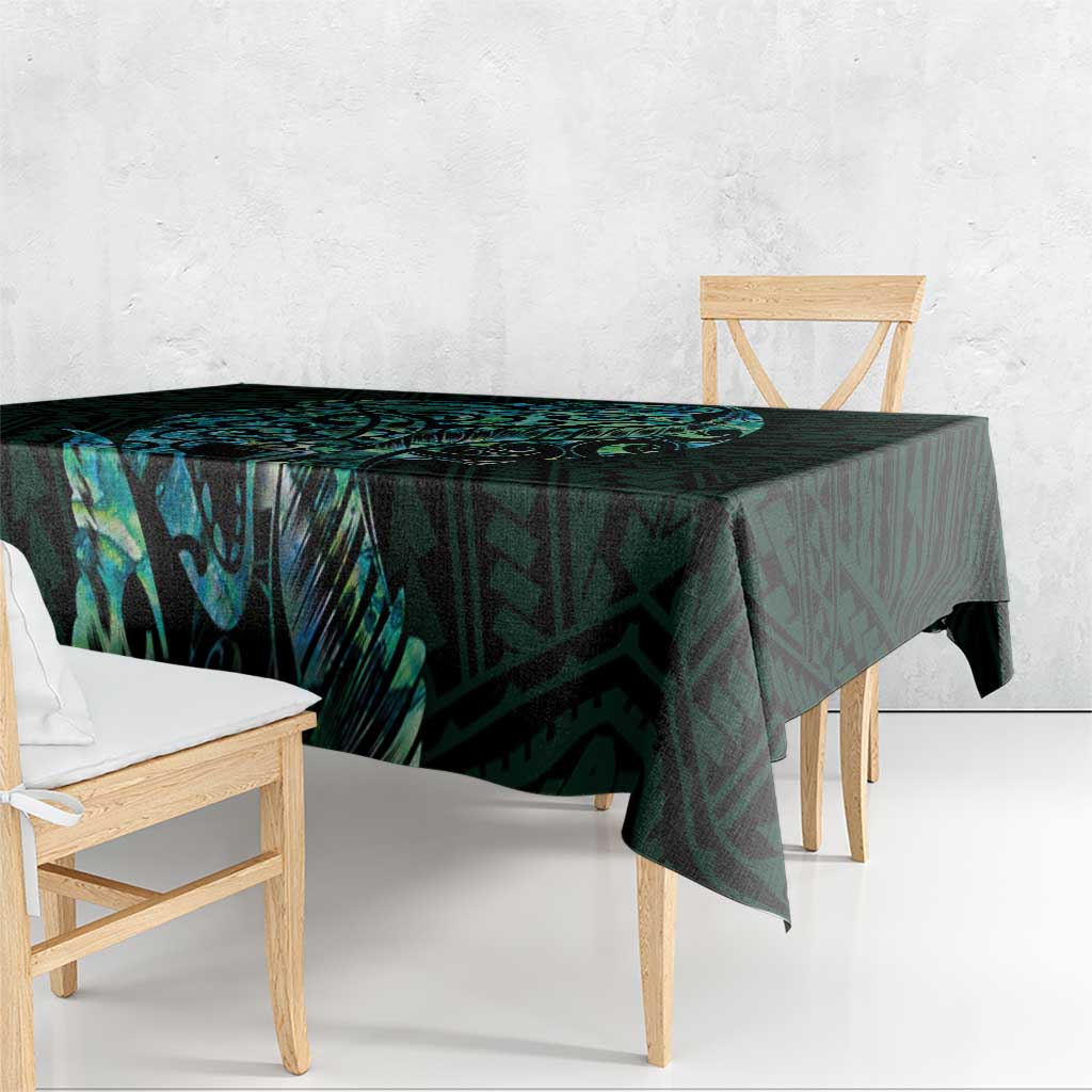 New Zealand Eel Tablecloth Tuna Aotearoa Maori With Paua Shell - Turquoise LT14 - Polynesian Pride