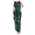 New Zealand Eel Tank Maxi Dress Tuna Aotearoa Maori With Paua Shell - Turquoise