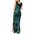 New Zealand Eel Tank Maxi Dress Tuna Aotearoa Maori With Paua Shell - Turquoise